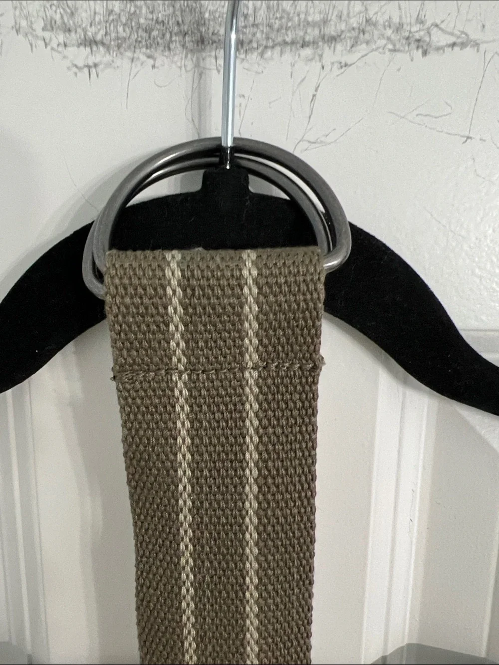 Olive Green Striped Long Fabric Belt